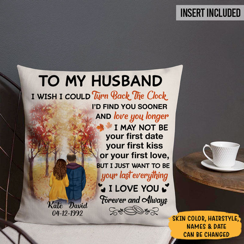 Personalized I Wish I Could Turn Back The Clock Pillow, Autumn Fall, Anniversary Gifts