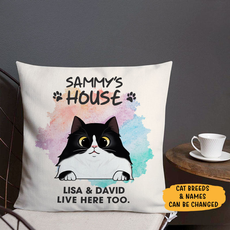 Welcome To The Cats House Pillow, Personalized Pillows, Custom Gift for Cat Lovers