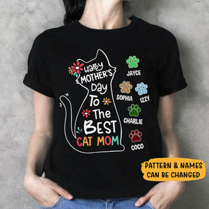 Happy Mother's Day To Best Cat Mom, Dark Color Custom T Shirt, Personalized Gifts for Cat Lovers