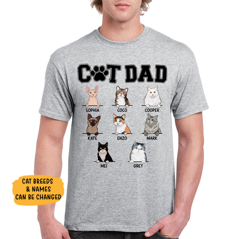 Cat Dad, Customized Pattern, Custom Shirt, Personalized Gifts for Cat Lovers