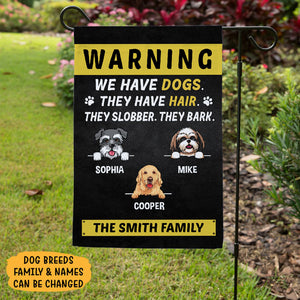Warning We Have Dogs, Custom Flags, Personalized Dogs Decorative Garden Flags