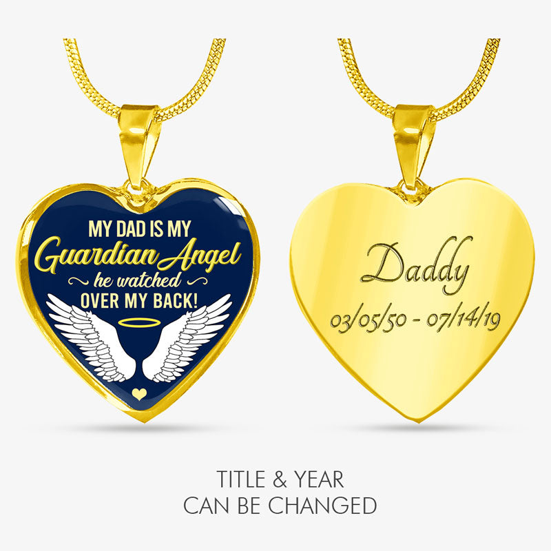 My Guardian Angel, Luxury Picture Necklace, Unique Custom Engrave Heart Pendant
