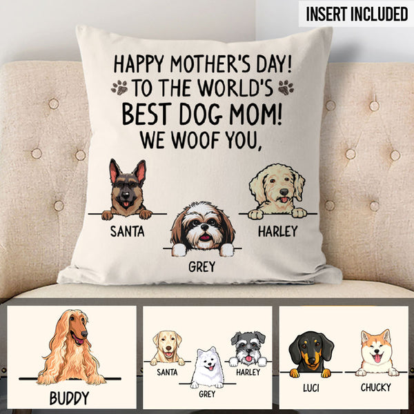 Happy Mother's Day Best Dog Mom, I Woof You, Personalized Pillows, Cus -  PersonalFury