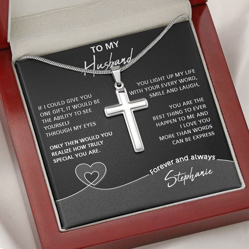 If I Could Give You One Gift, Personalized Cross Necklace, Anniversary Gift For Him