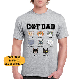 Cat Dad, Cat Face, Custom Shirt, Personalized Gifts for Cat Lovers