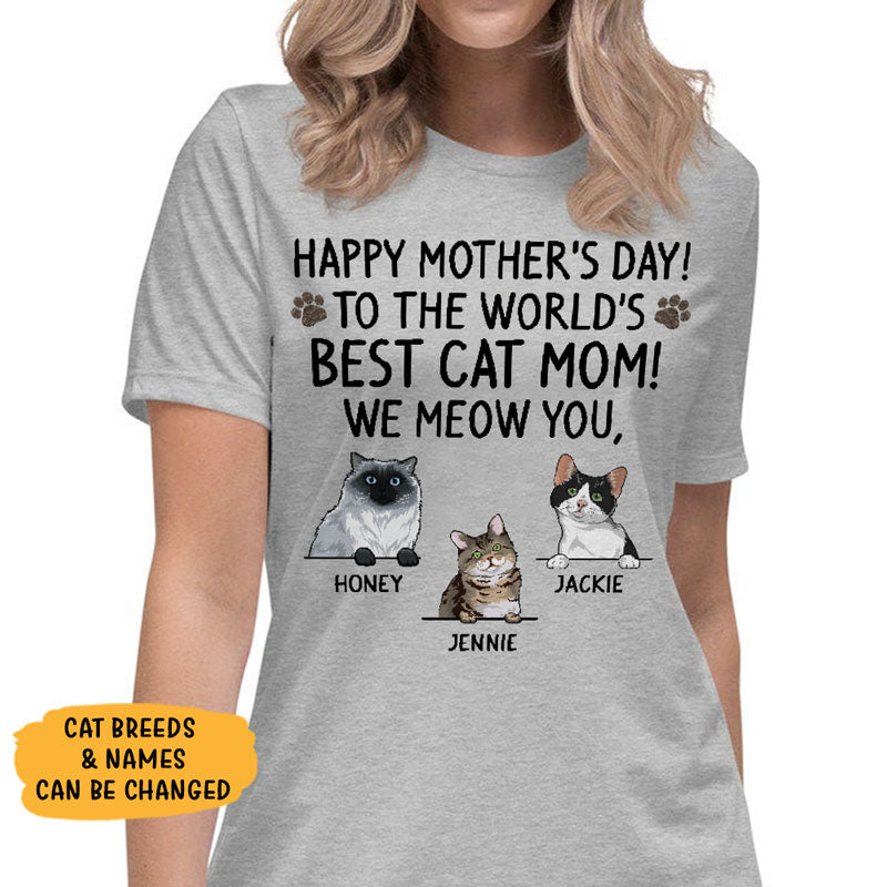 Happy Mother's Day, Best Cat Mom, I Meow You, Custom Shirt, Personalized Gifts for Cat Lovers, Pullover Hoodie / Sport Grey Color / 2XL