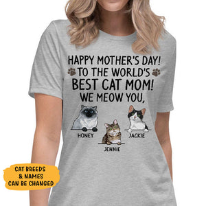Happy Mother's Day, Best Cat Mom, I Meow You, Custom Shirt, Personalized Gifts for Cat Lovers