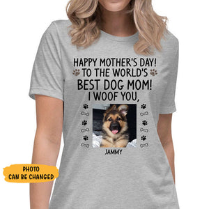 Happy Mother's Day Custom Photo, Best Dog Mom, I Woof You, Custom Shirt For Dog Lovers, Personalized Gifts