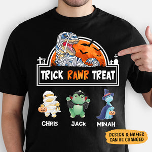 Trick Rawr Treat, Halloween Dinosaurs, Custom Shirt, Sweater, Hoodie, Personalized Family Gift