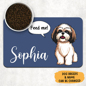 Feed Me Conversation Pet Placemat, Personalized Pet Food Mat, Gifts For Dog Lovers
