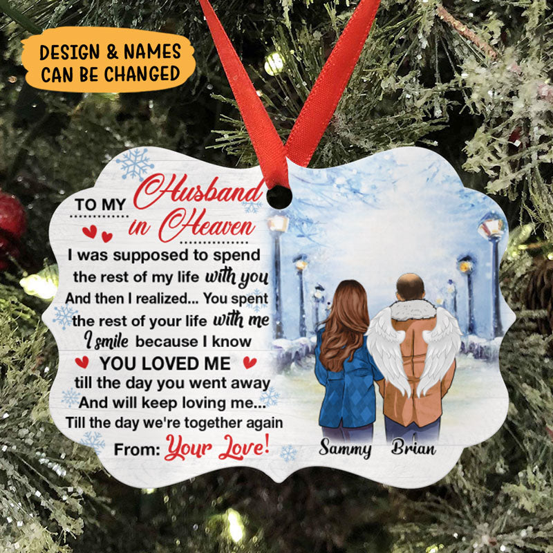 To My Husband In Heaven, Personalized Aluminium Ornaments, Custom Holiday Gift