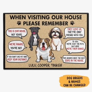 Visiting My House Please Remember, Personalized Doormat, Custom Gift For Dog Lovers