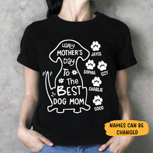 Happy Mother's Day To Best Dog Mom, Black Tee, Dark Color Custom T Shirt, Personalized Gifts for Dog Lovers