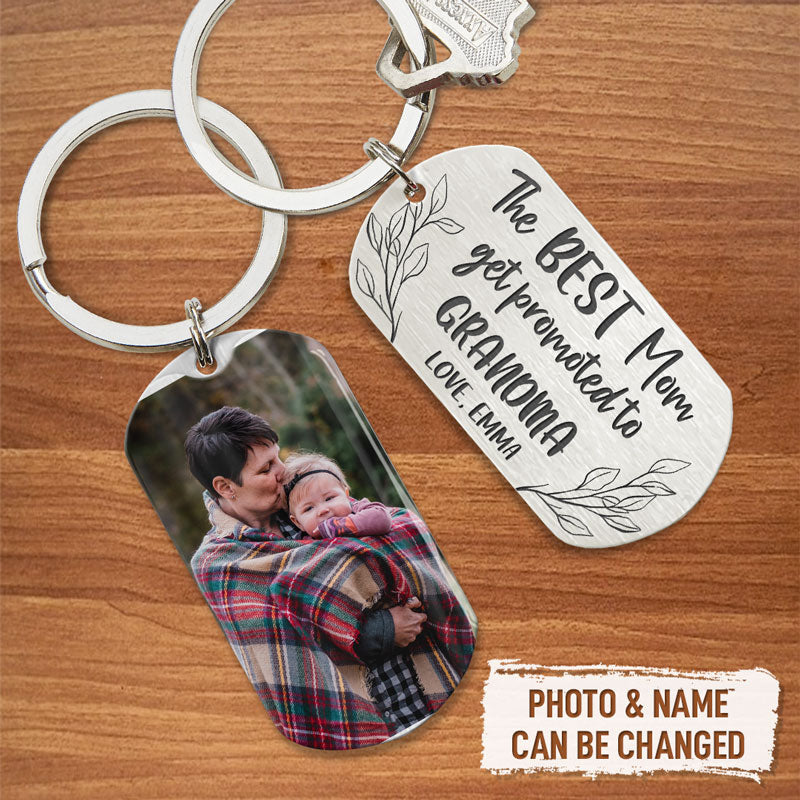 Best Mom Get Promoted To Grandma, Personalized Keychain, Gifts For Mother, Custom Photo