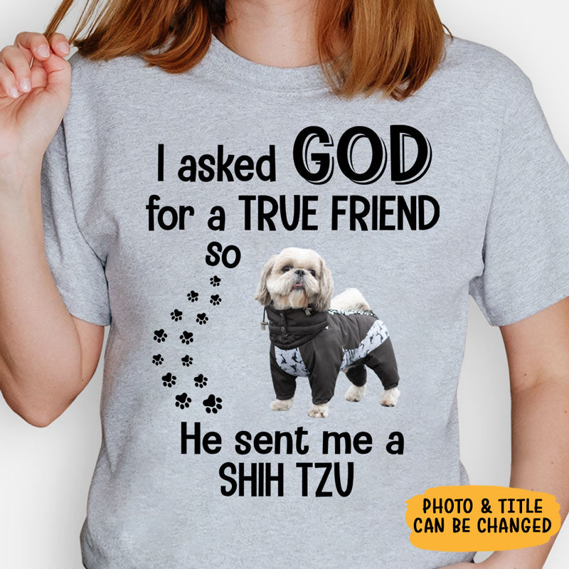 I Asked For A True Friend, Personalized Shirt, Custom Photo Shirt, Gift For Pet Lovers