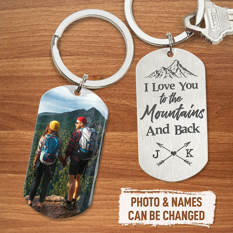 To The Mountains And Back, Personalized Keychain, Anniversary Gifts For Him, Custom Photo