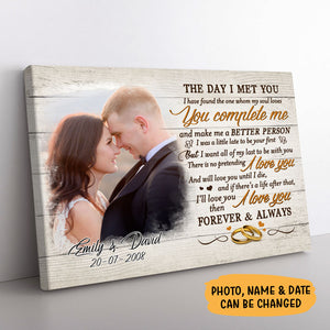 Personalized The Day I Met You Couple Canvas, Custom Photo, Premium Canvas Wall Art
