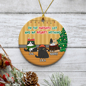On The Naughty List, Personalized Circle Ornaments, Custom Gift for Cat Lovers