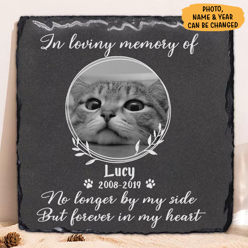 No Longer By My Side But Forever In My Heart, Custom Photo, Personalized Pet Memorial Stone