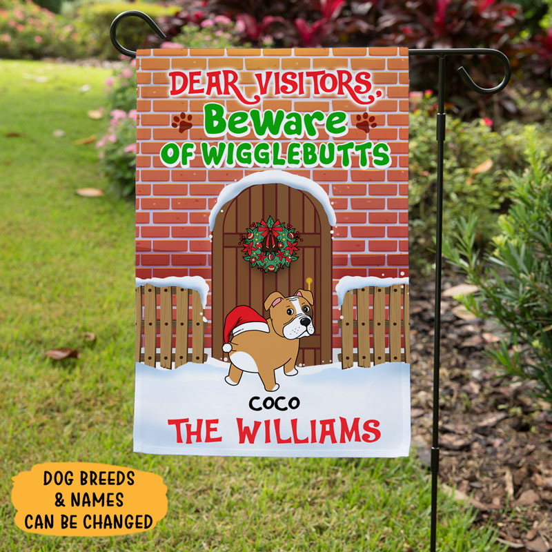 Visitor Beware of Wigglebutts Dogs, Custom Decorative Garden Flags ...