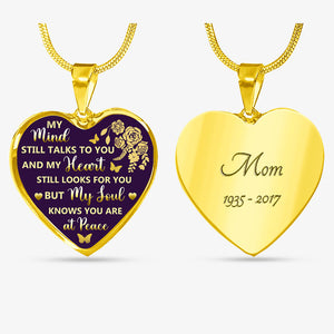 My Mind Still Talks To You and My Heart Still Look For You, Luxury Picture Necklace, Unique Custom Engrave Heart Pendant
