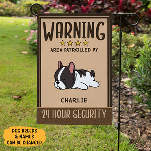 Warning Area Patrolled By Dogs, Personalized Flag, Custom Gift For Dog Lovers