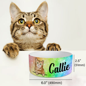 Personalized Custom Cat Bowls, Rainbow, Gift for Cat Lovers