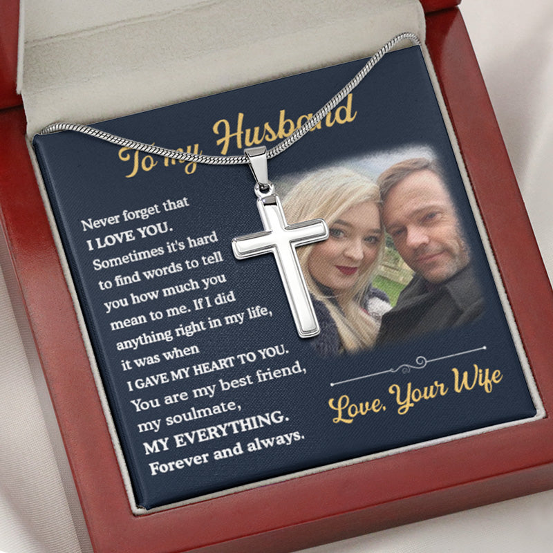 I Gave My Heart To You, Personalized Cross Necklace, Gift For Him, Custom Photo