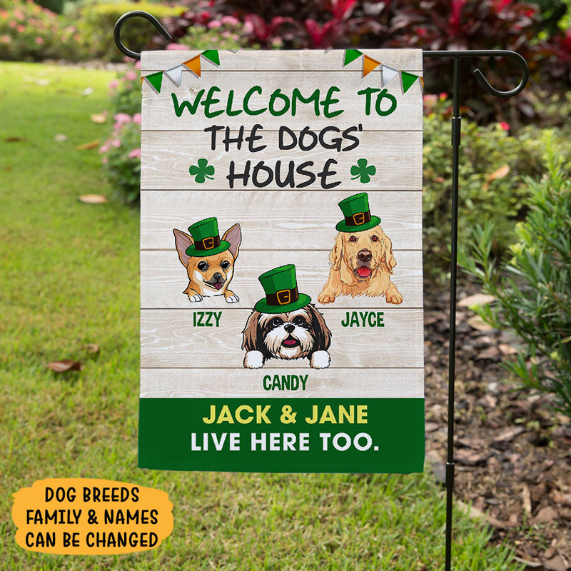 Welcome To The Dog House, Custom Flags, Personalized St. Patrick's Day Decorative Garden Flags