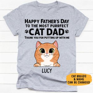 Happy Father's Day Perfect Cat Dad, Gift For Cat Dad, Custom Shirt, Personalized Gifts for Cat Lovers