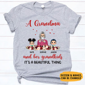 Grandma and Her Grandkids It's A Beautiful Thing, Personalized Shirt, Personalized Gift for Grandmother