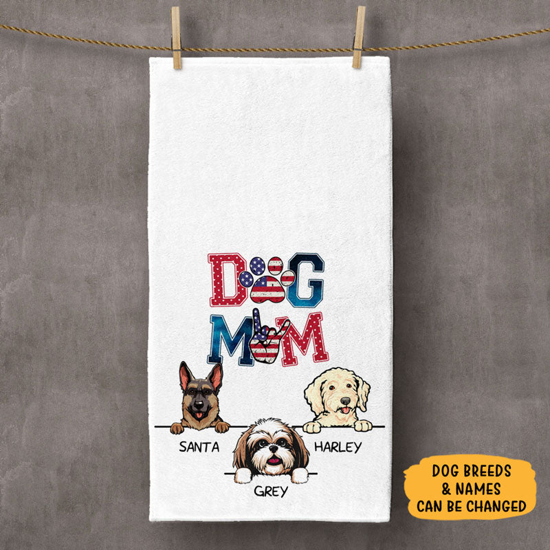 Dog Mom, Personalized Towels, Custom Gift for Dog Lovers