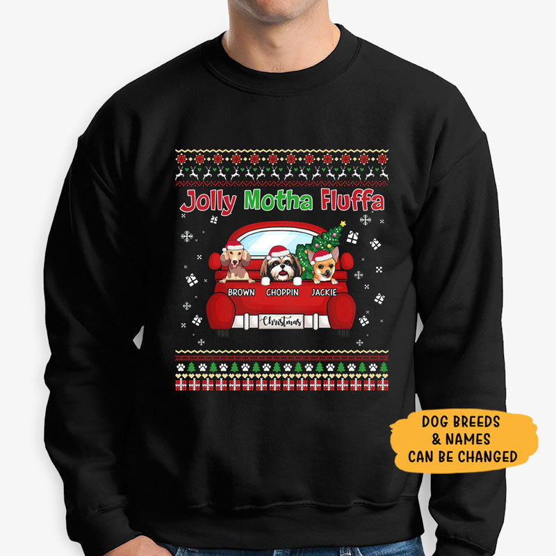 Jolly Motha Fluffa, Personalized Custom Sweaters, T shirts, Christmas Gifts for Dog Lovers