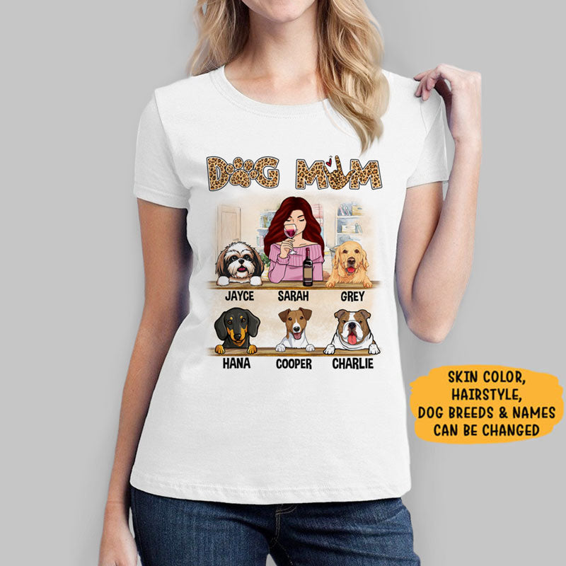 Dog Mom I Love You, Leopard, Personalized Dogs Shirt, Customized Gifts for Dog Lovers, Custom Tee