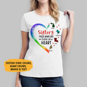 Miles Apart But Close At Heart, Custom State, Personalized Long Distance Shirt