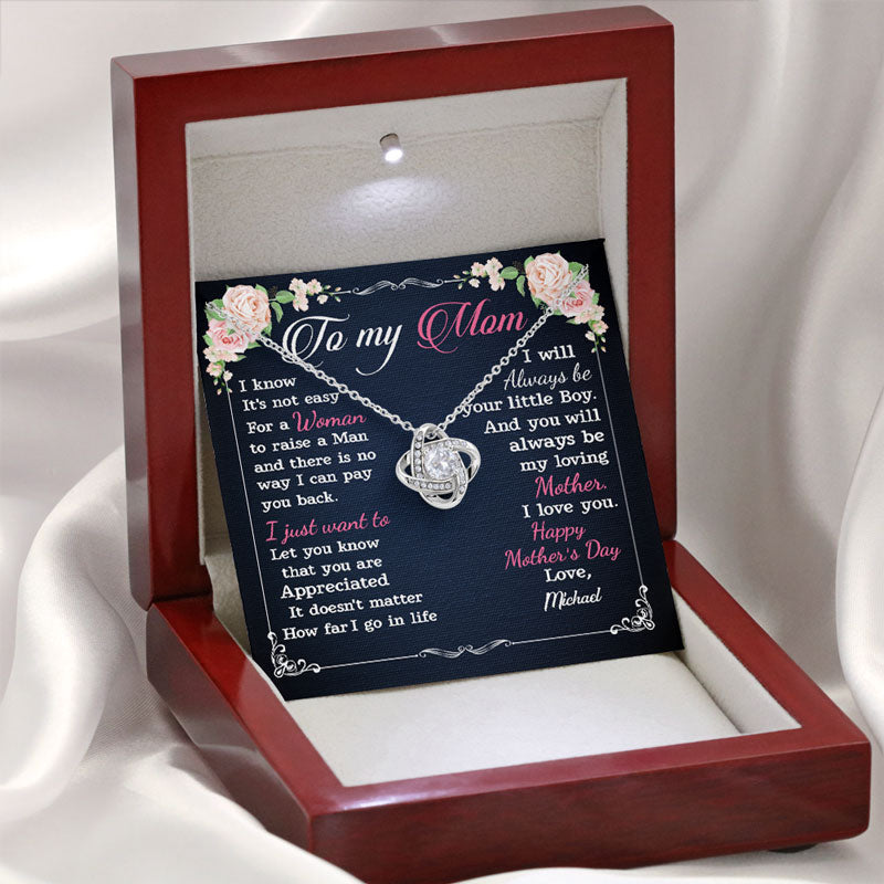 Always Be Your Little Boy, Love Knot Luxury Necklace, Gift for Mom