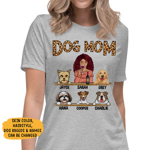 Dog Mom, Leopard, Personalized Dogs Shirt, Customized Gifts for Dog Lovers, Custom Tee