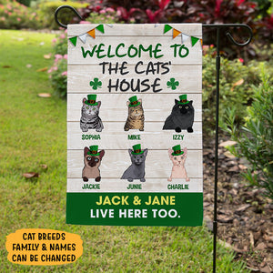 Welcome To The Cat House, Custom Flags, Personalized St. Patrick's Day Decorative Garden Flags