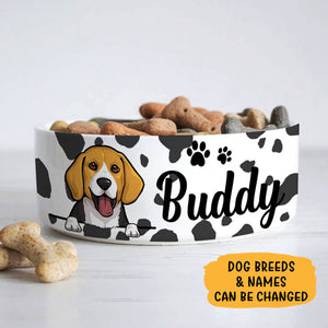 Personalized Custom Dog Bowls, Cow Pattern, Gift for Dog Lovers