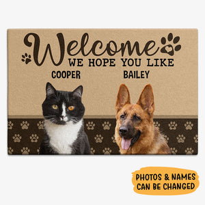We Hope You Like, Custom Photo Doormat, Gift For Pet Lovers, Personalized Doormat, New Home Gift