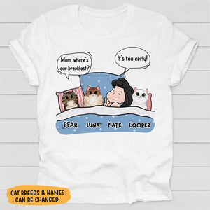 Wake Up And Feed Me Cat Conversation, Personalized Shirt, Custom Gifts For Cat Lovers
