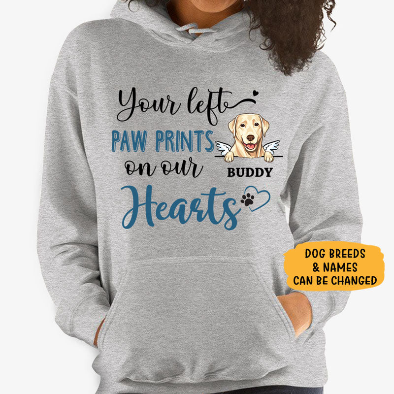 Left Paw Prints, Dog Personalized Custom Hoodie, Sweater, T shirts
