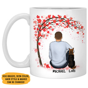 Life Is Better with a Dog, Man Red Tree, Personalized Mugs, Custom Gifts for Dog Lovers