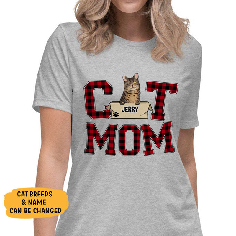 Cat Mom, Custom Pattern T Shirt, Personalized Gifts for Cat Lovers