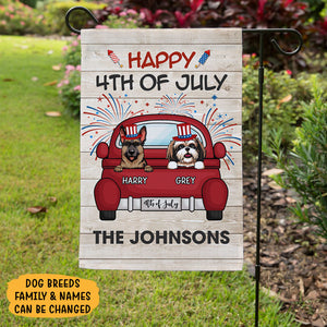 Happy 4th Of July, Custom Flags, Personalized Dog Decorative Garden Flags