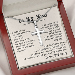 I Didn't Fall In Love With You, Personalized Cross Necklace, Gift For Him
