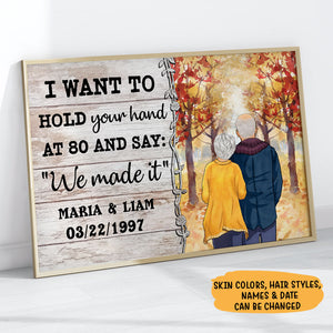 Personalized I Want To Hold Your Hand Poster, Autumn Fall, Anniversary Gift