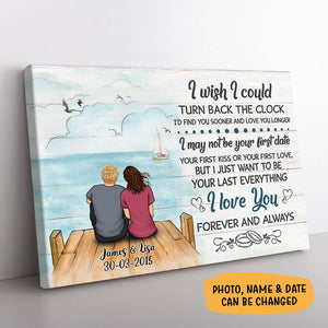 Personalized I Wish I Could Turn Back The Clock Canvas, Beach Dock, Premium Canvas Wall Art