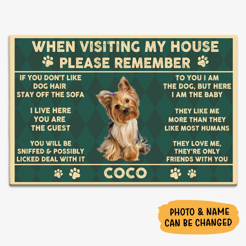 When Visit House Please Remember, Custom Photo Doormat, Gift For Dog Lovers, Personalized Doormat