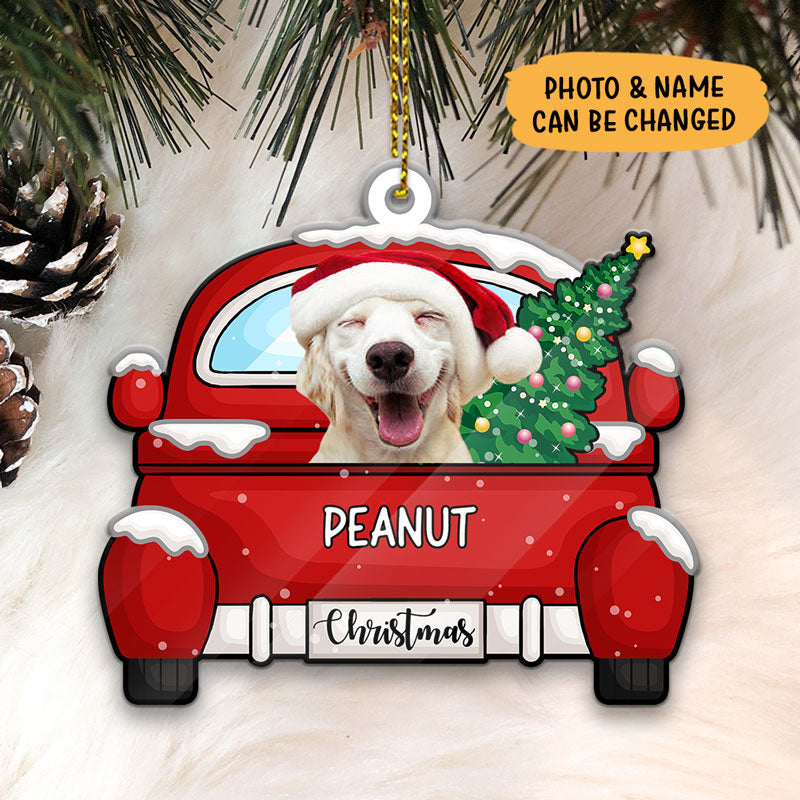 Personalized Christmas and Dog Photo, Christmas Shaped Ornament, Custom Photo Gift